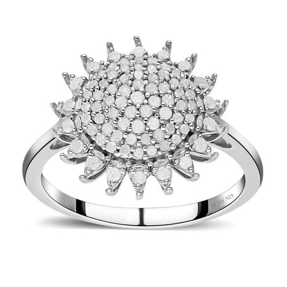 NEW~Gorgeous 1/2 Carat Genuine Diamond Sunburst Cocktail Ring Sz 8 - Picture 7 of 9